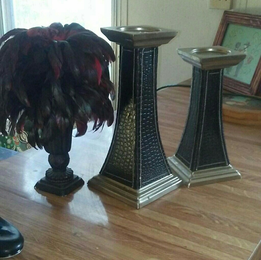 2 large candle holders